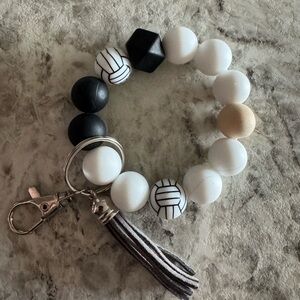 Black and White Beaded Key Holder